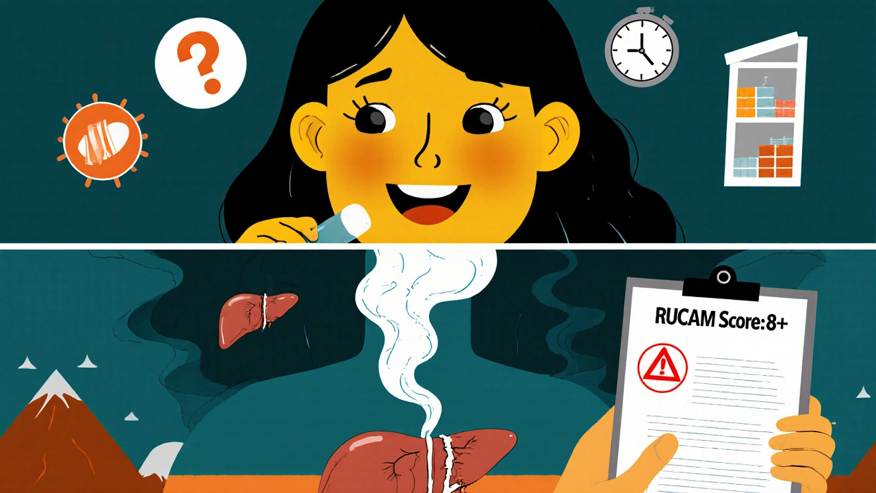 A woman&#039;s body transforming into a jaundiced landscape with a cracked liver and medical symbols, rendered in bold poster art.