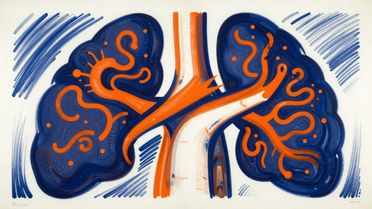 Abstract representation of hormone surges using jagged shapes and vibrant colors.